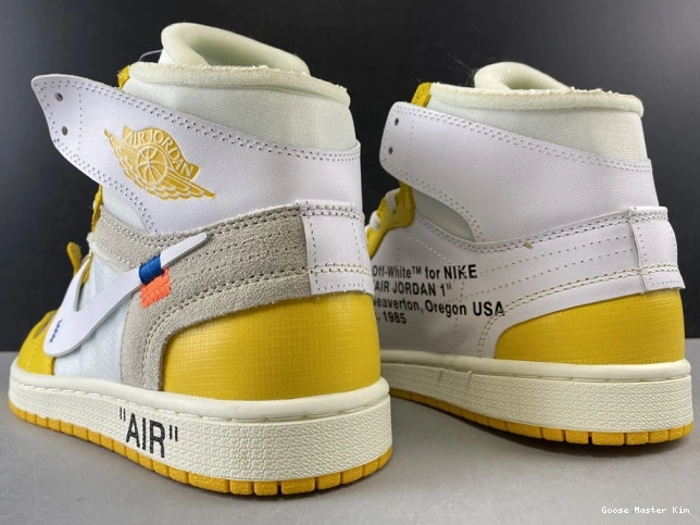 Off-White 1 Air Powder x White Jordan AQ0818-149 Dark NRG Yellow-Cone 0802